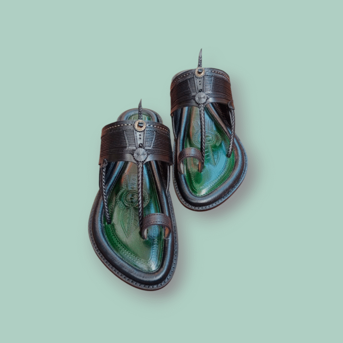 Upper kapshi green carving kolhapuri