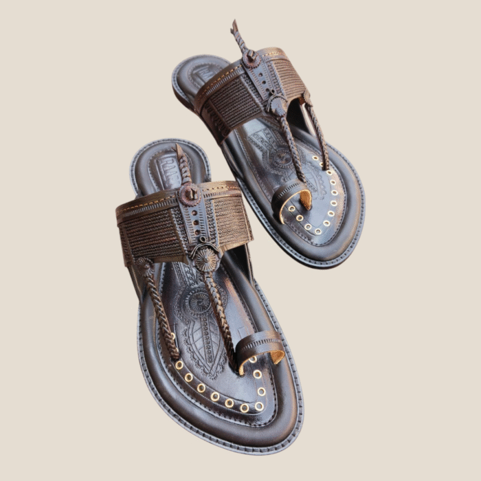 Carving full black Kolhapuri